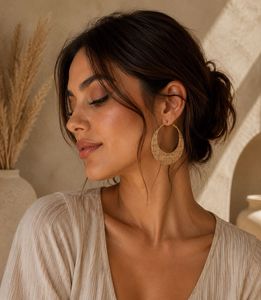 Brand New Boho Wooden Hoop Earrings
