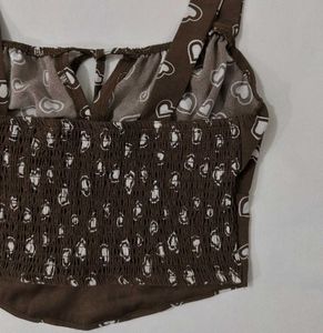 Cute Heart Print Corset Top