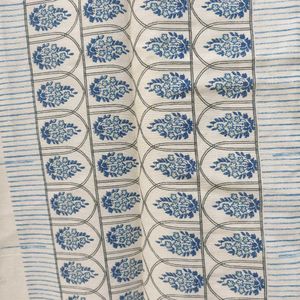 White And Blue Cotton Kurta