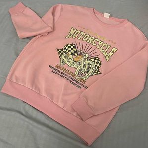 Pink Motorcycle Graphic Sweatshirt