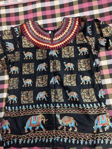 black printed short kurti for women
