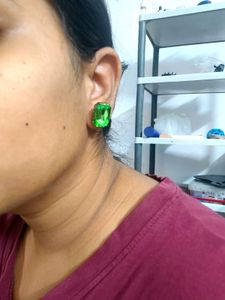 Sparkling Green Emerald Cut Earrings