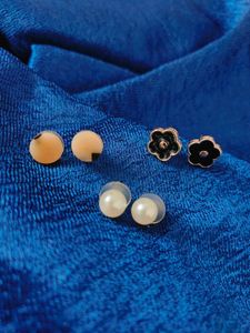 Set of 3 Pairs Minimalistic Chic Stud Earrings