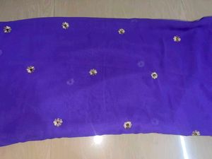 Vibrant Purple Dupatta with Gold Border