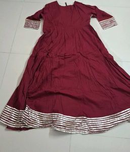 Maroon Anarkali Kurta with Golden Embellishments