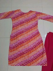 Handwork Lehriya Kurti With Pant