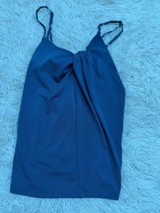 Stylish Blue Twist Front Tank Top
