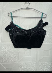 Elegant Black Velvet Lehenga Choli Set