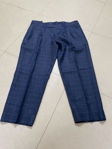 Blue Checkered Formal Trousers