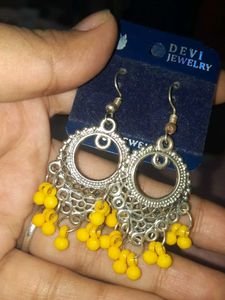 Yellow Jhumka Earrings
