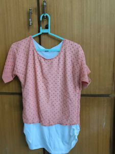 Casual Peach Top with Polka Dots