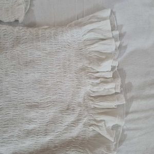 White Shirred Off-Shoulder Top