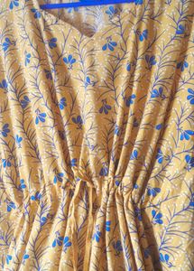 Bohemian Yellow Floral Print Kaftan Dress