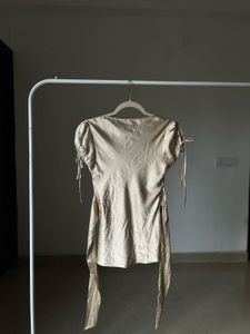 GUESS Champagne Silk Tie detail Blouse