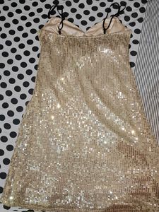 gold seqinned midi dress