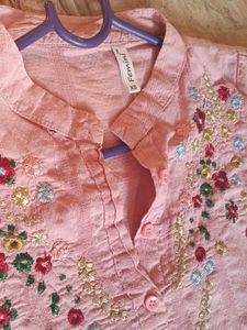 Pink Embroidered Kurta