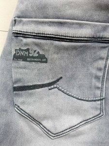 Grey Stone Washed/ Faded Jeans For Men