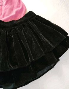 dark black velvet mini skirt
