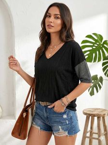 ✈️Replay V-Neck Top with Sparkle Sleeves G