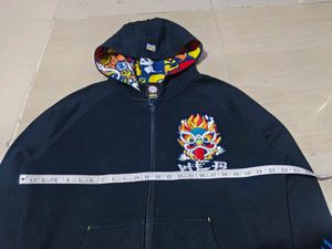 Dragon Embroidered Zip-Up Hoodie