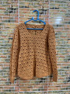orange crochet top