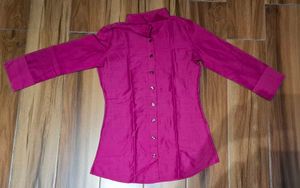 Chic Magenta Button-Up Top Shirt women