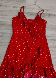 Red Heart Print One Piece Dress
