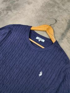 USPA Blue Cable Knit Sweater