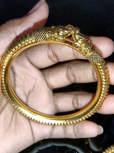 Exquisite Gold Plated Bangles with Lion Head Desig