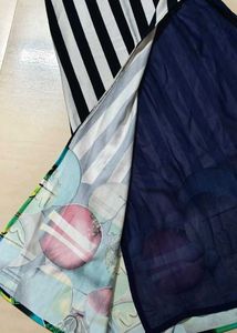 Striped Sleeveless Party Dress, slit dress
