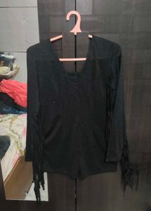 Sparkly Fringe Sleeve Romper