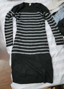Striped Long Sleeve Knit Dress