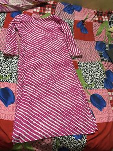 Pink &amp; White Striped Kurta