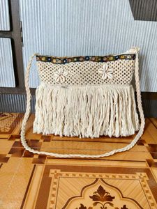 Bohemian Macrame Fringe Crossbody Bag