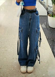Vintage Wide Leg Cargo Jeans