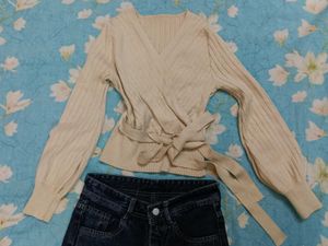 Ribbed Wrap Style Knit To