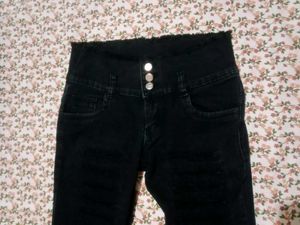 Black High-Waisted Ripped Jeans