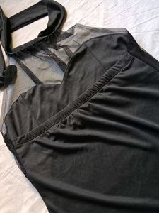 Sheer Neck Halter Dress