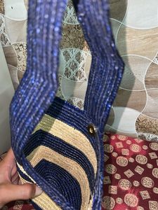 Striped Straw Tote Bag