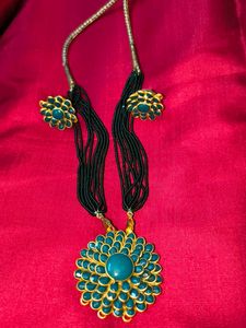 Boho Necklace with Earrings pair