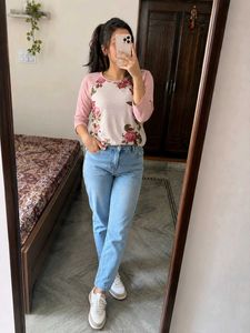 Floral Print Raglan Sleeve Top