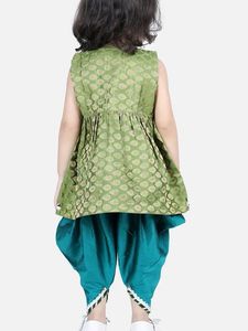 jacquard detailed fit flare top with dhoti 4-5 yrs