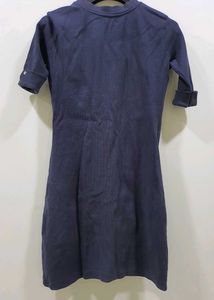 Navy Blue Bodycon Comfort Dress with Stripes