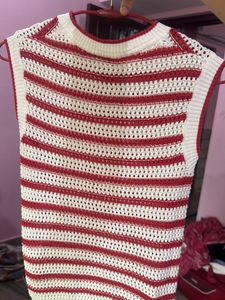 Striped Crochet Sleeveless Top