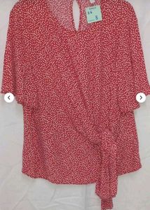 Chic Red Floral Tie-Front Top