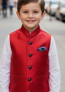 Red Festive Boys Waistcoat