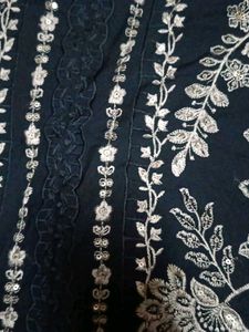 Embroidered navy blue Kurta Set with Dupatta