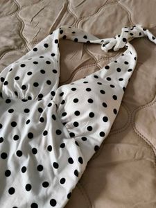 Retro Backless Polka Dot Halter Top
