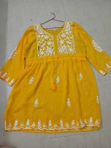Vibrant Yellow Embroidered Kurta