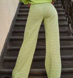 Chic Gingham Wide-Leg Pants